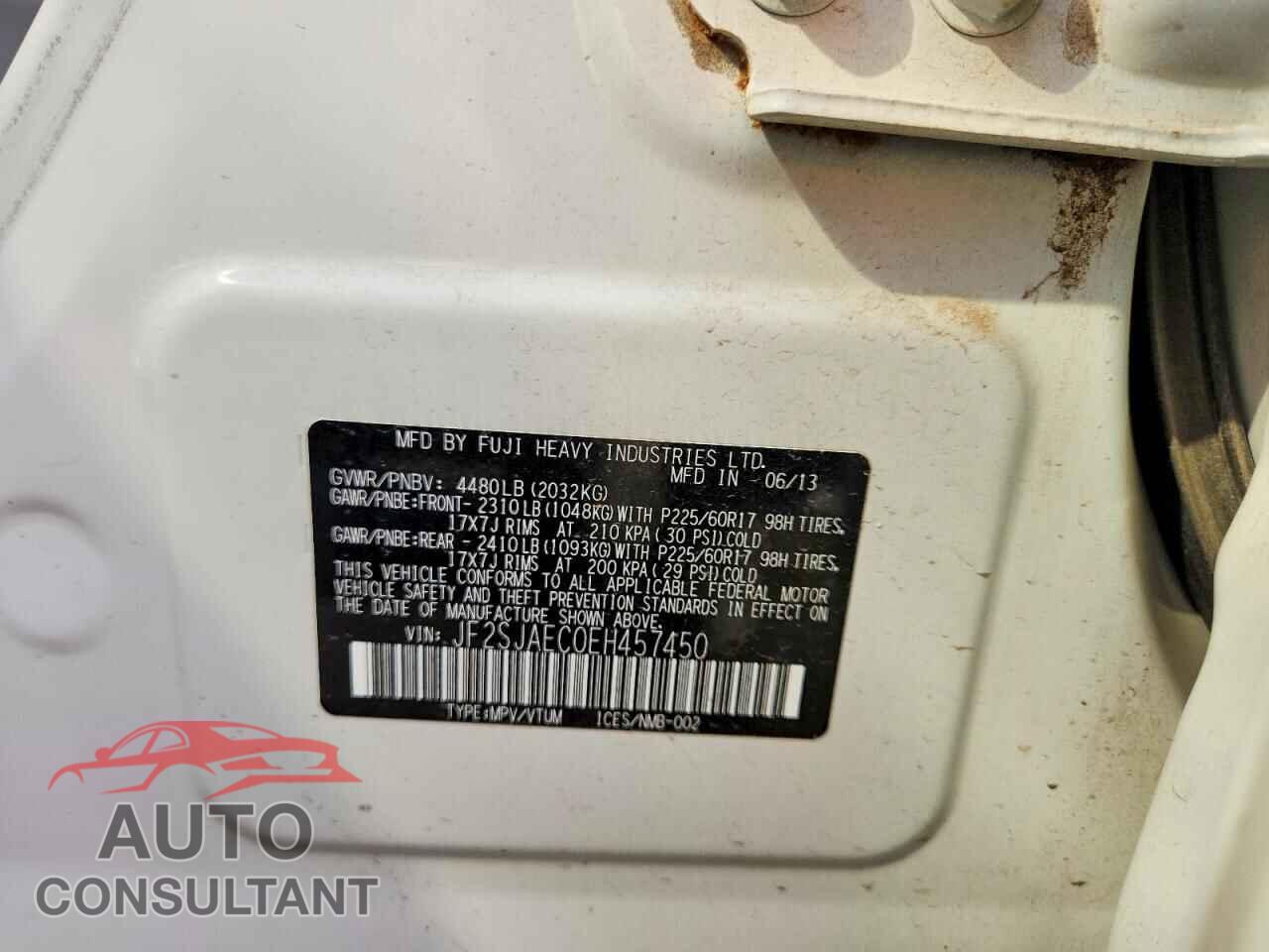 SUBARU FORESTER 2014 - JF2SJAEC0EH457450