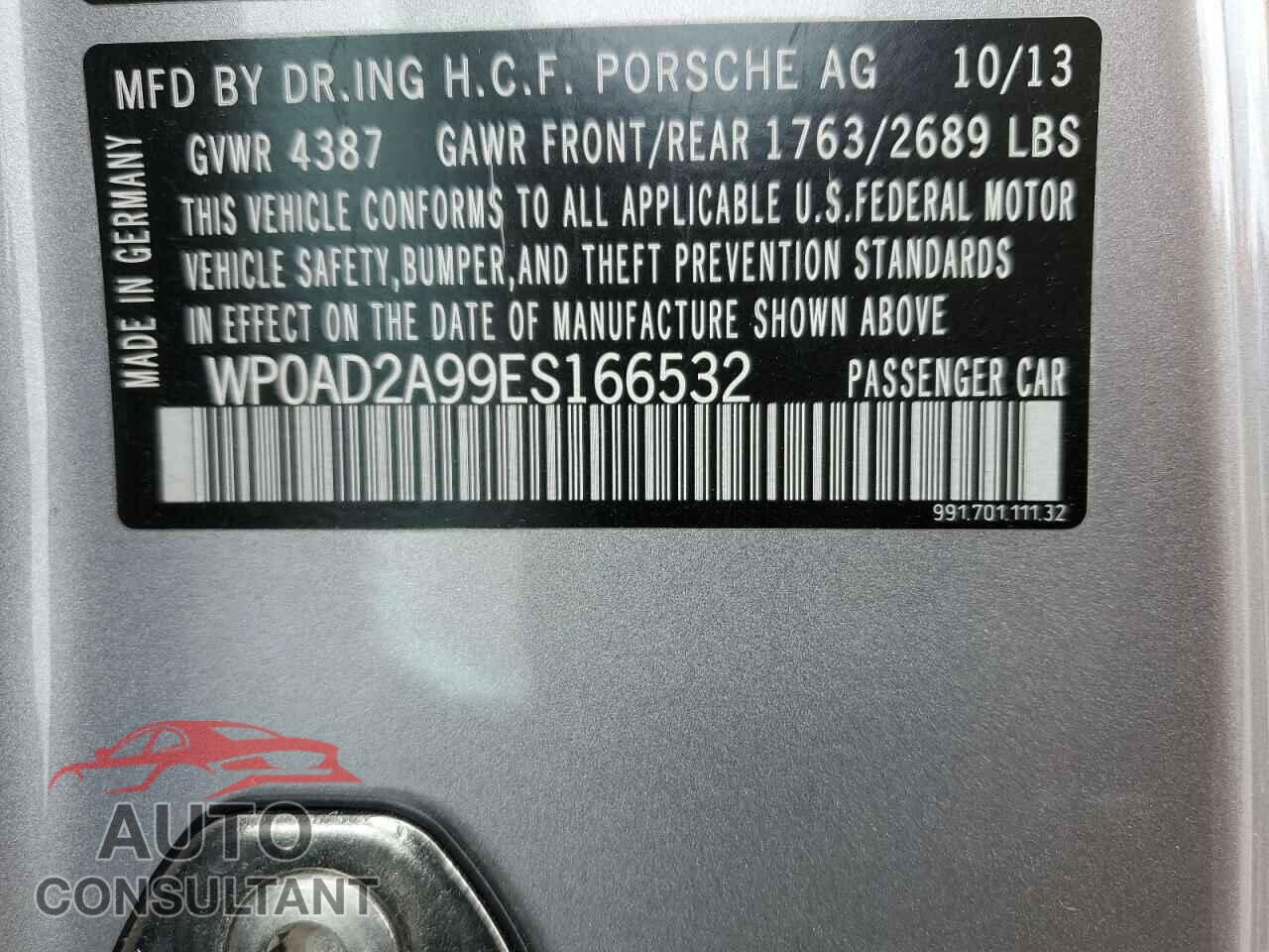 PORSCHE 911 2014 - WP0AD2A99ES166532
