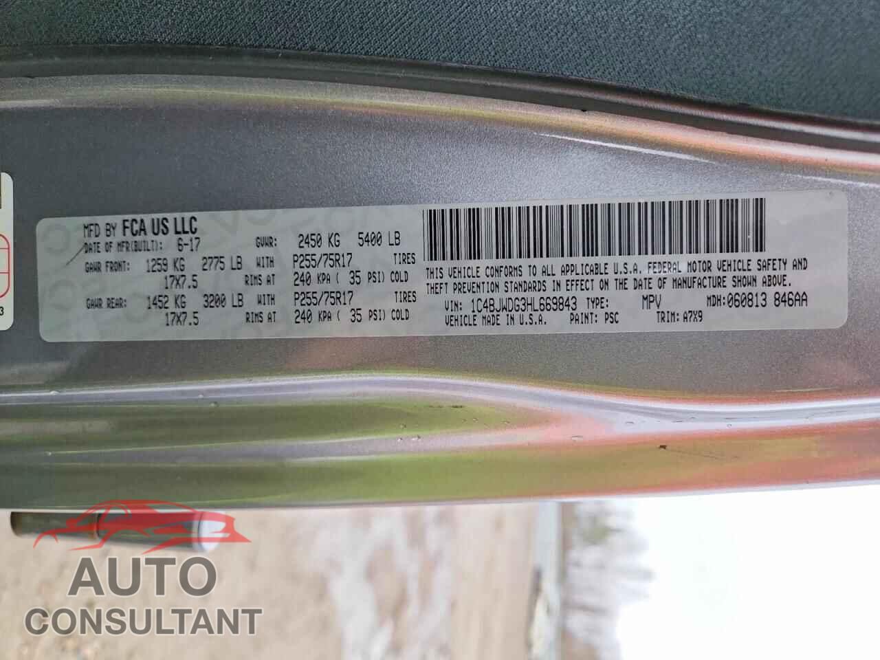 JEEP WRANGLER 2017 - 1C4BJWDG3HL669843