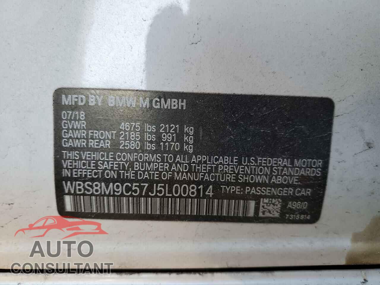 BMW M3 2018 - WBS8M9C57J5L00814
