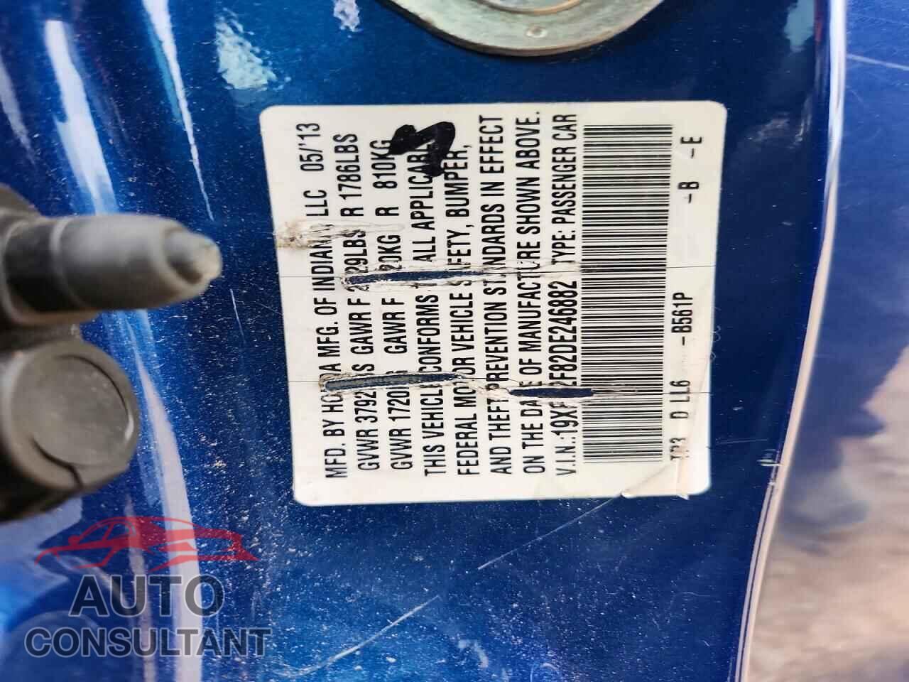 HONDA CIVIC 2013 - 19XFB2F82DE246882