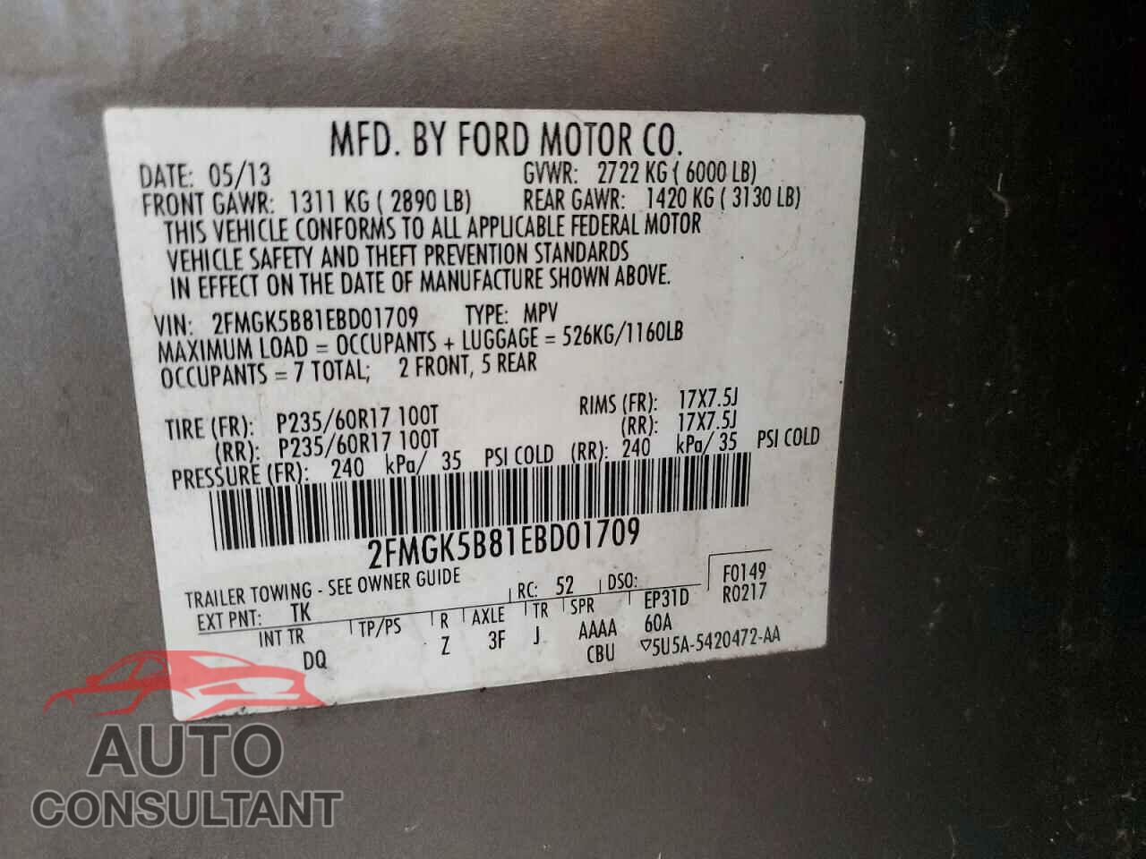 FORD FLEX 2014 - 2FMGK5B81EBD01709