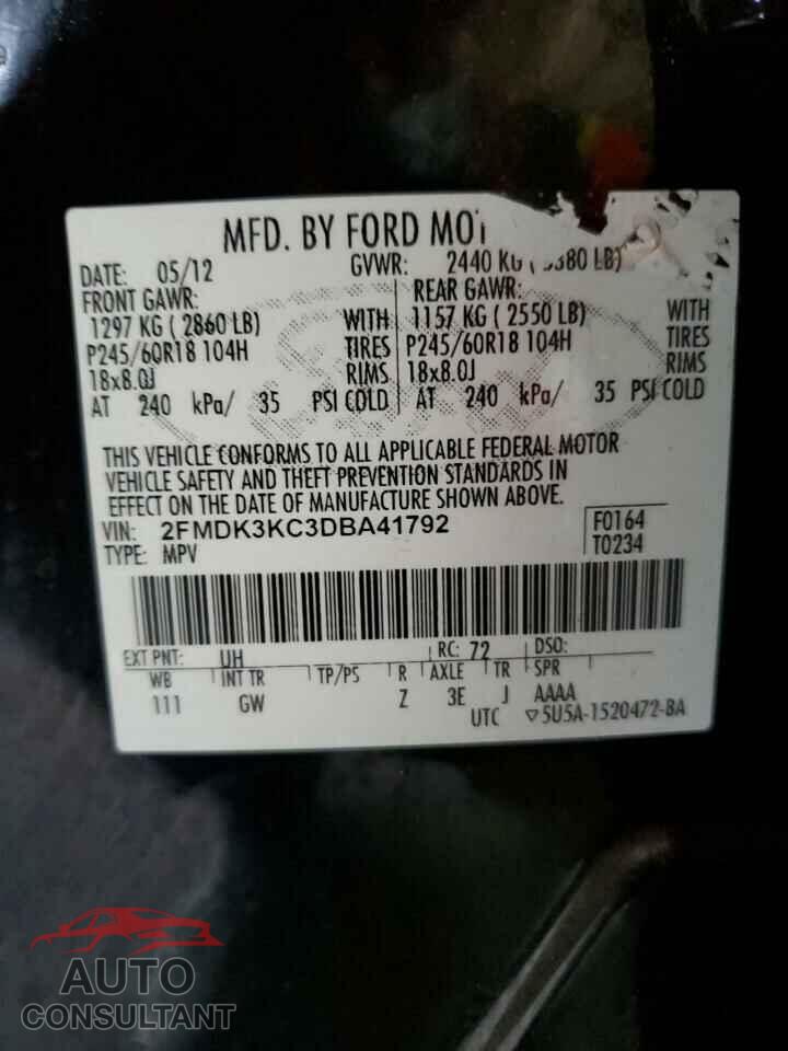 FORD EDGE 2013 - 2FMDK3KC3DBA41792