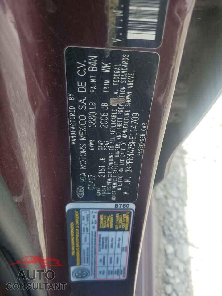 KIA FORTE 2017 - 3KPFK4A78HE114709