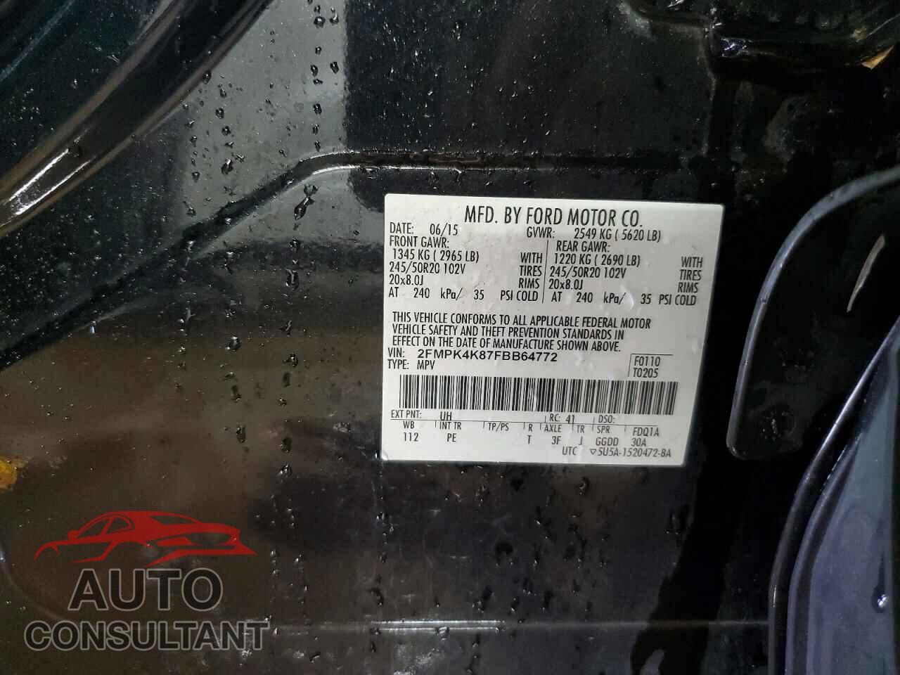 FORD EDGE 2015 - 2FMPK4K87FBB64772