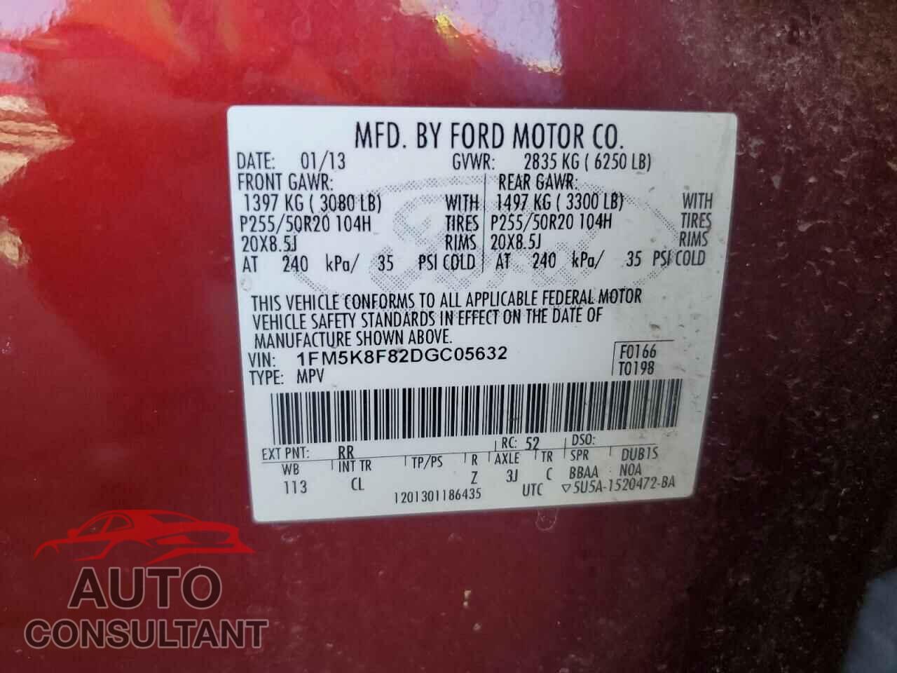 FORD EXPLORER 2013 - 1FM5K8F82DGC05632
