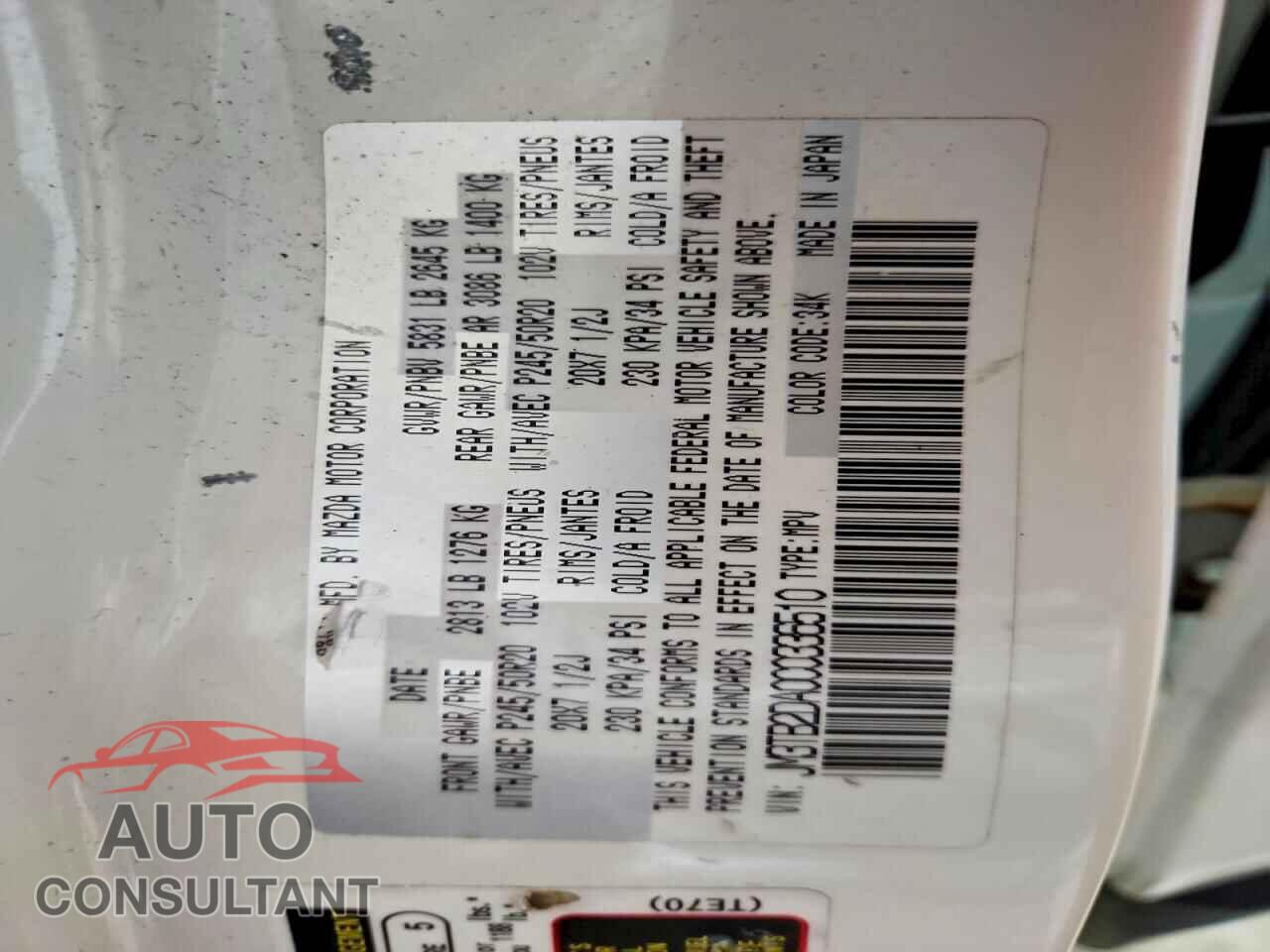 MAZDA CX-9 2012 - JM3TB2DA0C0336510