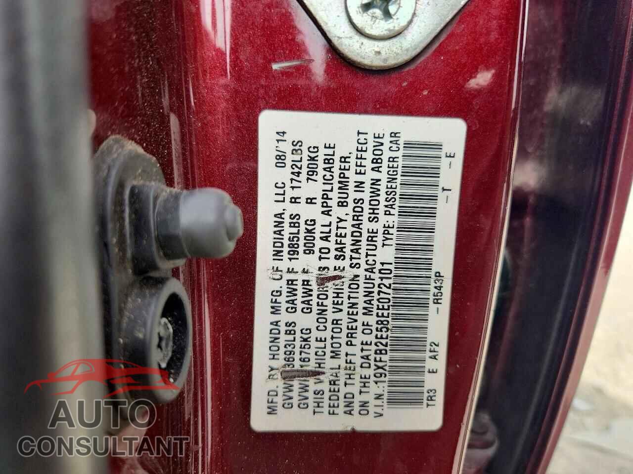 HONDA CIVIC 2014 - 19XFB2E58EE072101