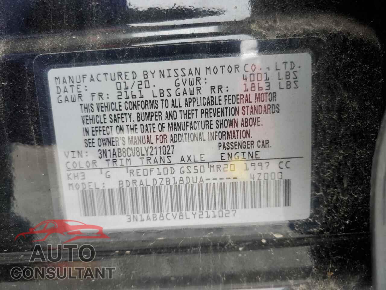 NISSAN SENTRA 2020 - 3N1AB8CV8LY211027