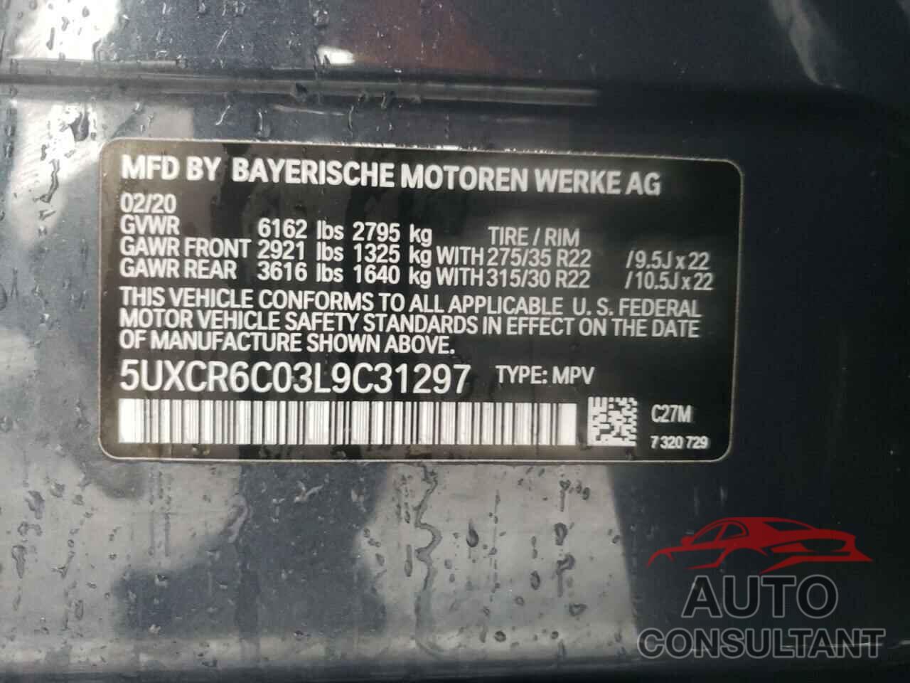 BMW X5 2020 - 5UXCR6C03L9C31297