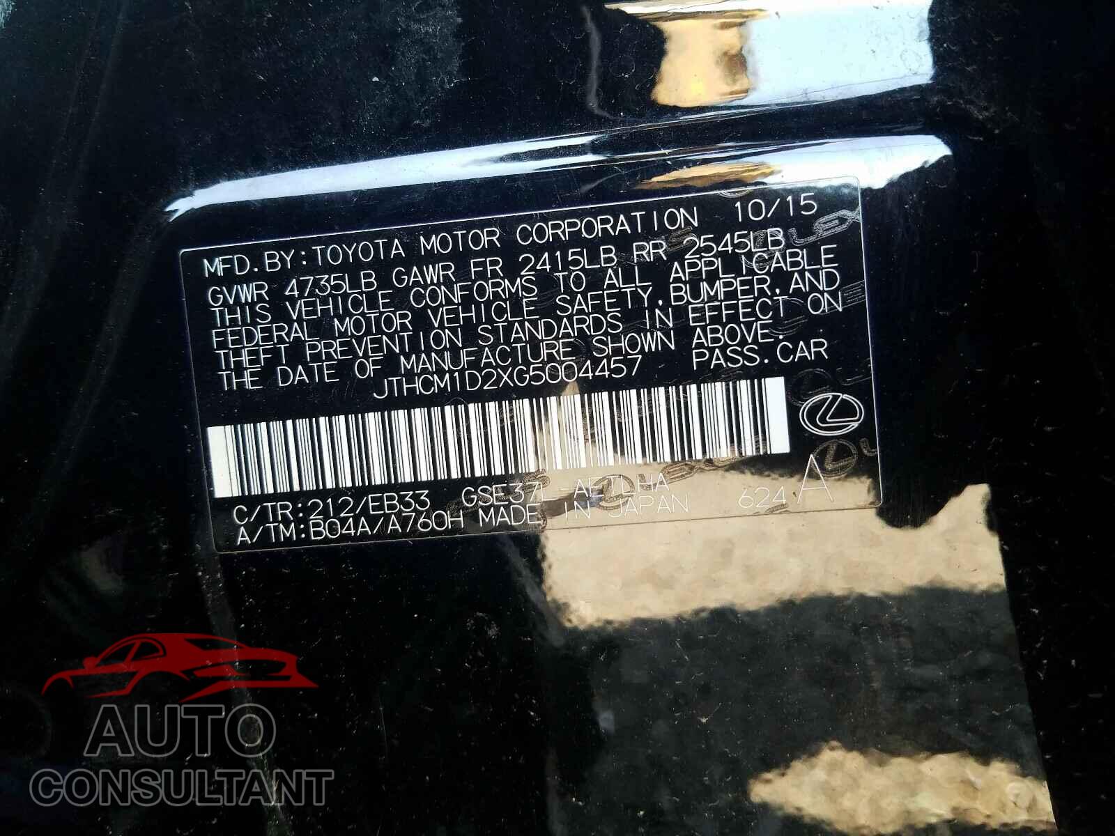 LEXUS IS 2016 - JTHCM1D2XG5004457
