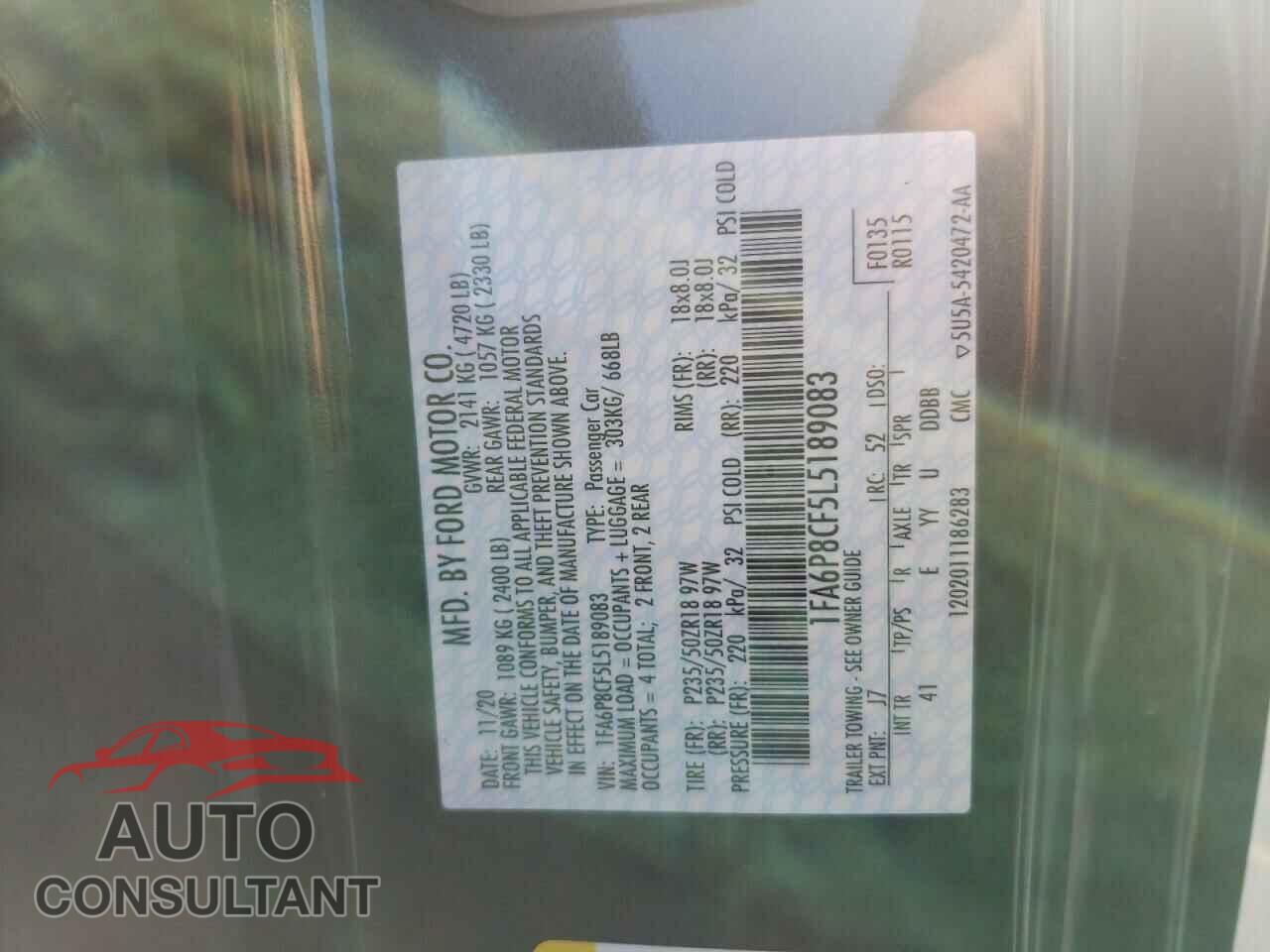 FORD MUSTANG 2020 - 1FA6P8CF5L5189083