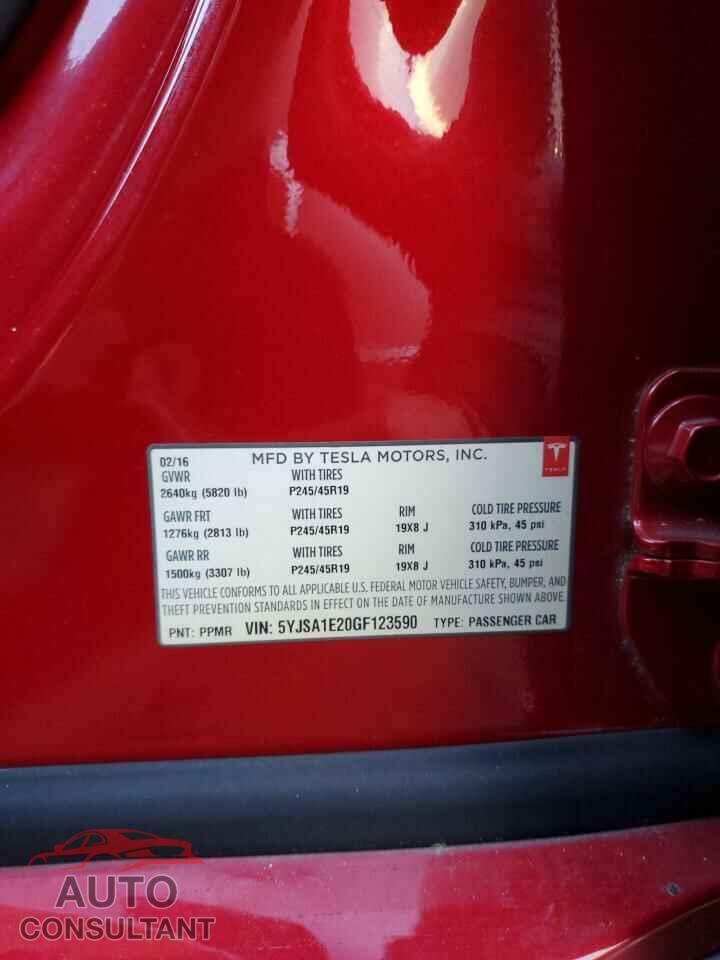 TESLA MODEL S 2016 - 5YJSA1E20GF123590