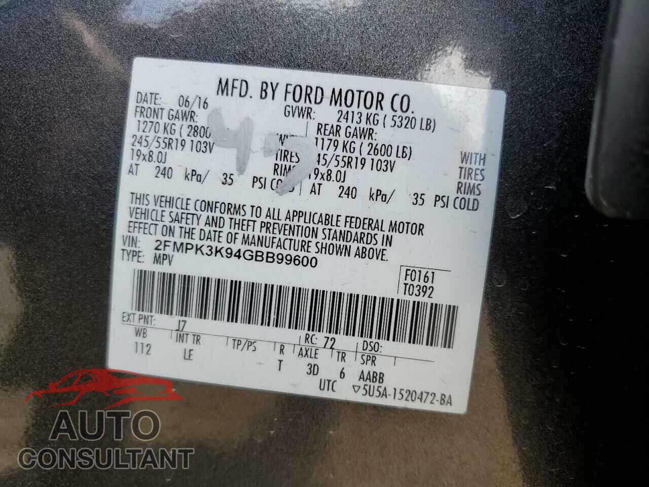 FORD EDGE 2016 - 2FMPK3K94GBB99600