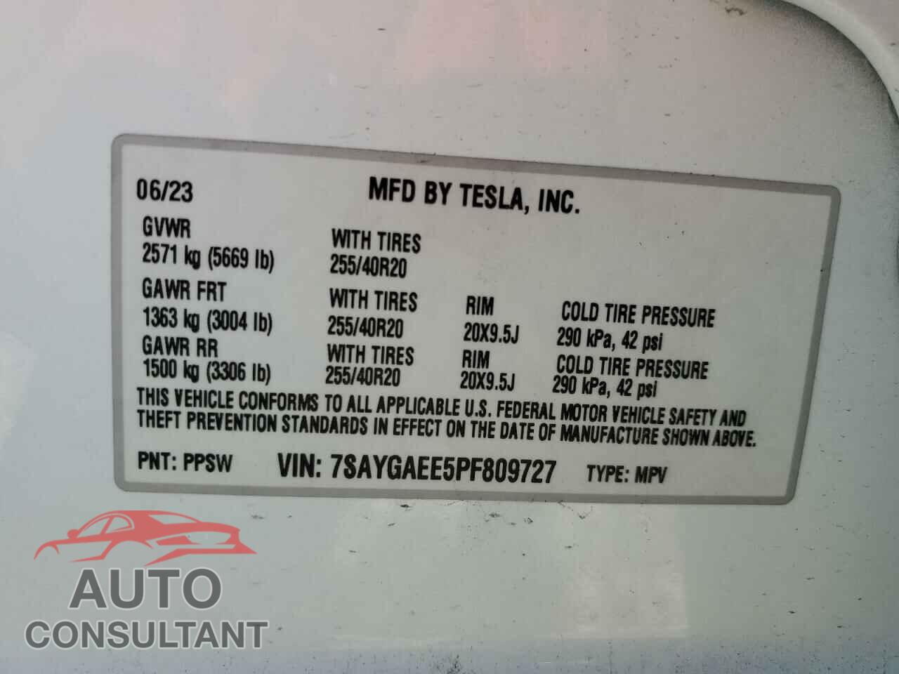 TESLA MODEL Y 2023 - 7SAYGAEE5PF809727
