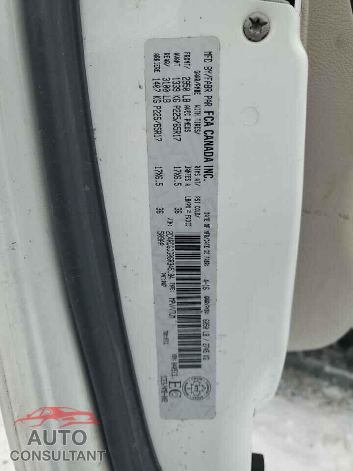 DODGE CARAVAN 2016 - 2C4RDGDG0GR345184