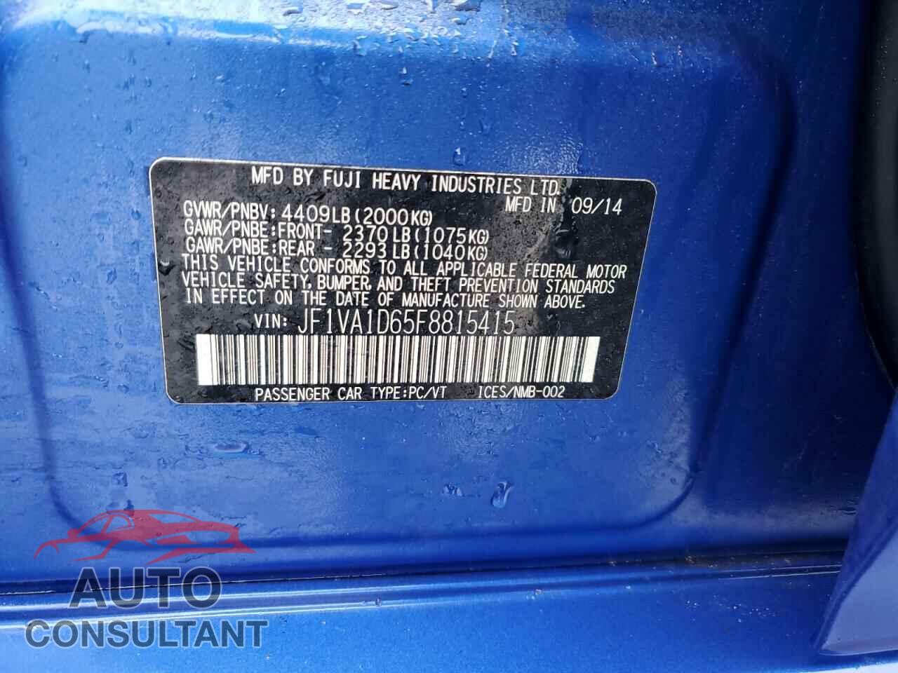 SUBARU WRX 2015 - JF1VA1D65F8815415