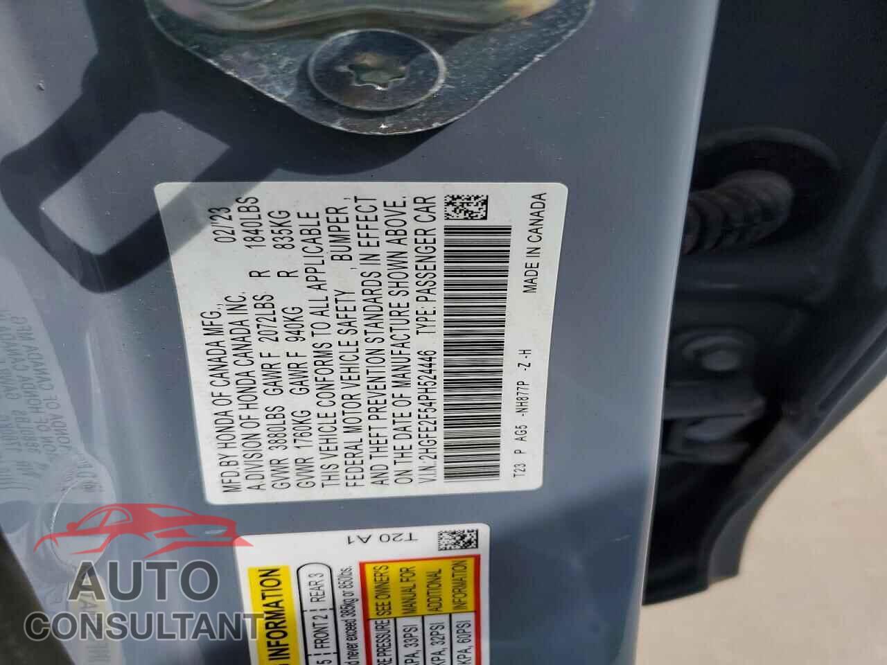 HONDA CIVIC 2023 - 2HGFE2F54PH524446