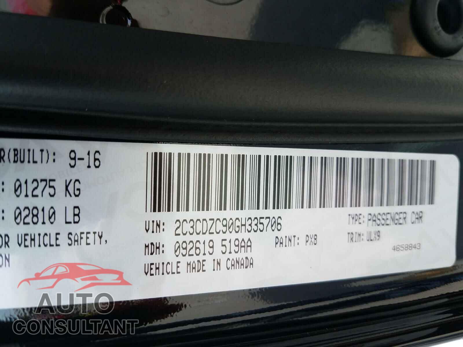 DODGE CHALLENGER 2016 - 2C3CDZC90GH335706
