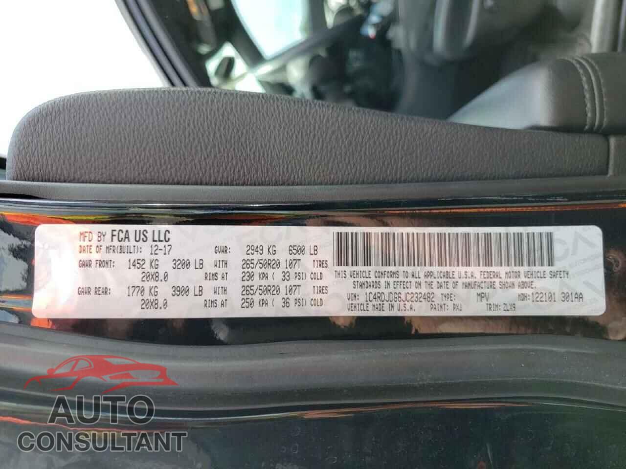 DODGE DURANGO 2018 - 1C4RDJDG6JC232482