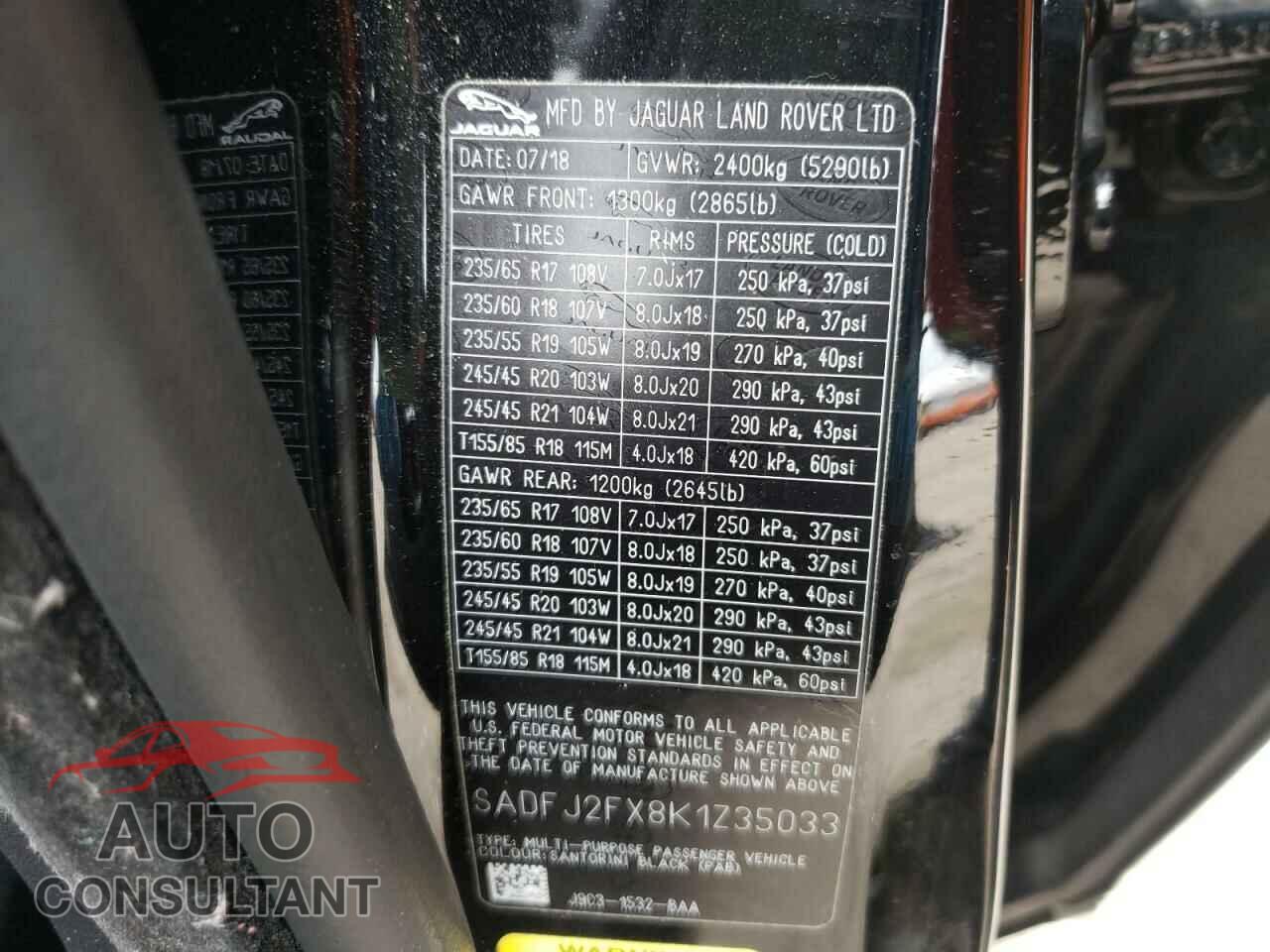 JAGUAR ETYPE 2019 - SADFJ2FX8K1Z35033