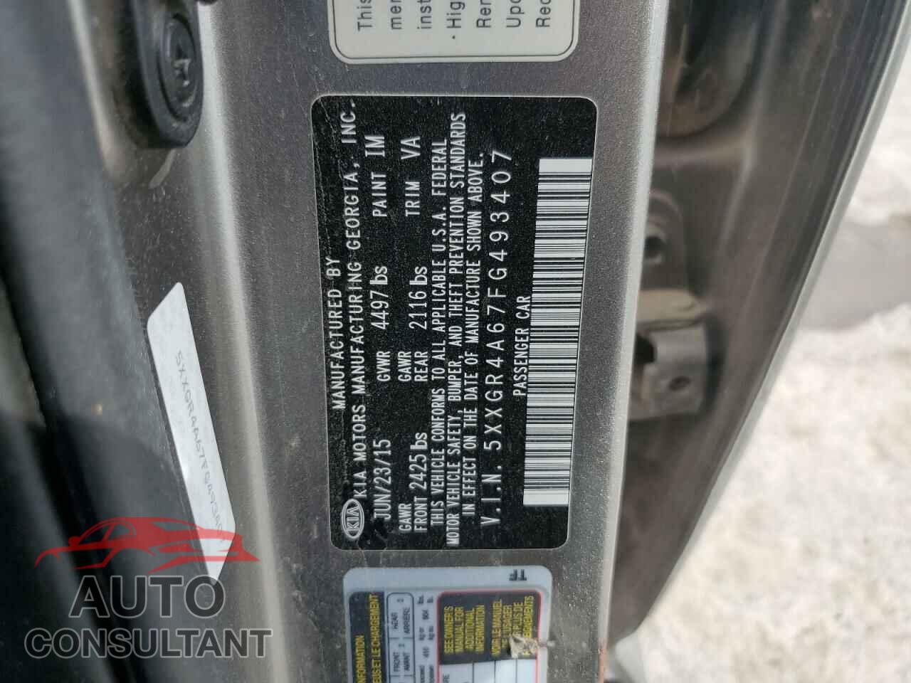 KIA OPTIMA 2015 - 5XXGR4A67FG493407