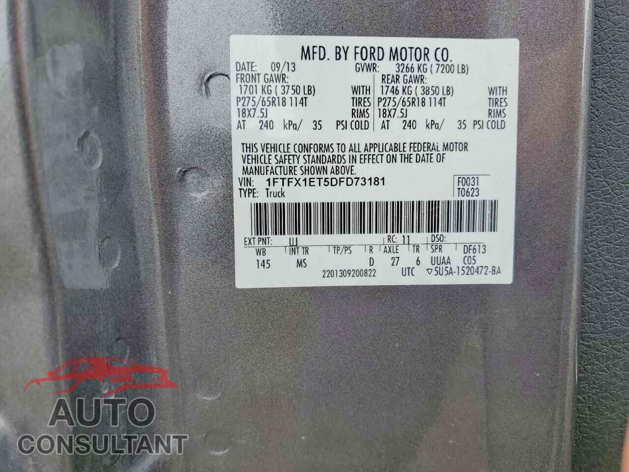 FORD F150 2013 - 1FTFX1ET5DFD73181