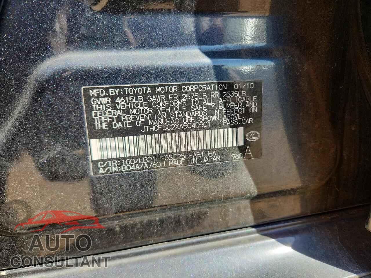 LEXUS IS 2010 - JTHCF5C2XA5040501