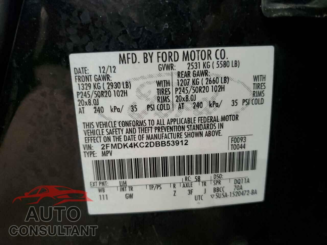 FORD EDGE 2013 - 2FMDK4KC2DBB53912