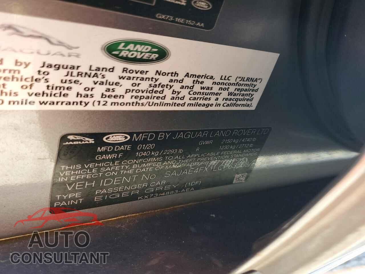 JAGUAR XE 2020 - SAJAE4FX1LCP63568