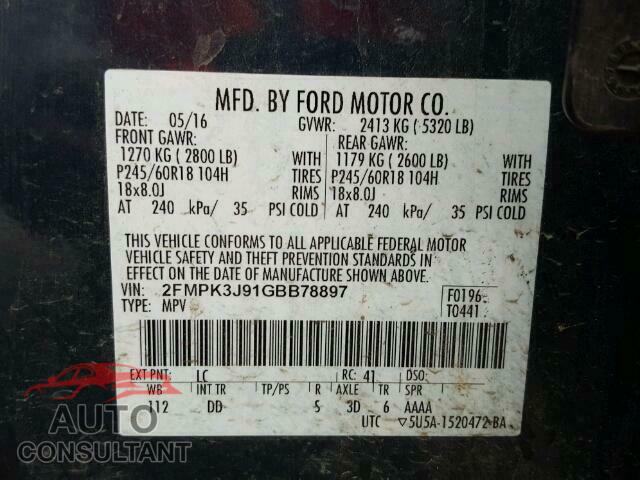 FORD EDGE SEL 2016 - 2FMPK3J91GBB78897
