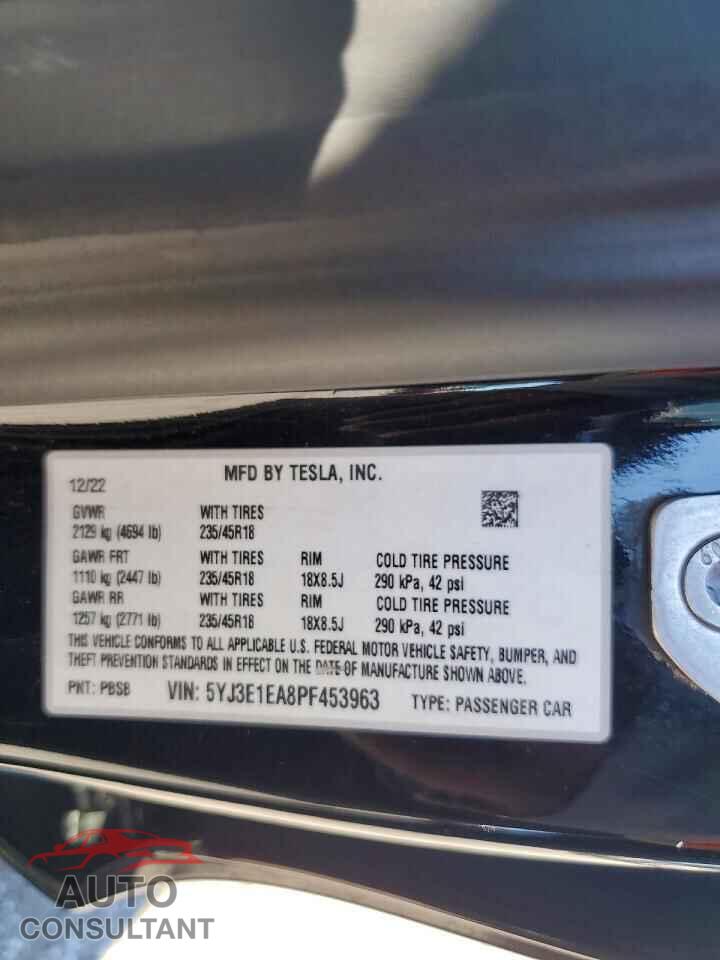 TESLA MODEL 3 2023 - 5YJ3E1EA8PF453963