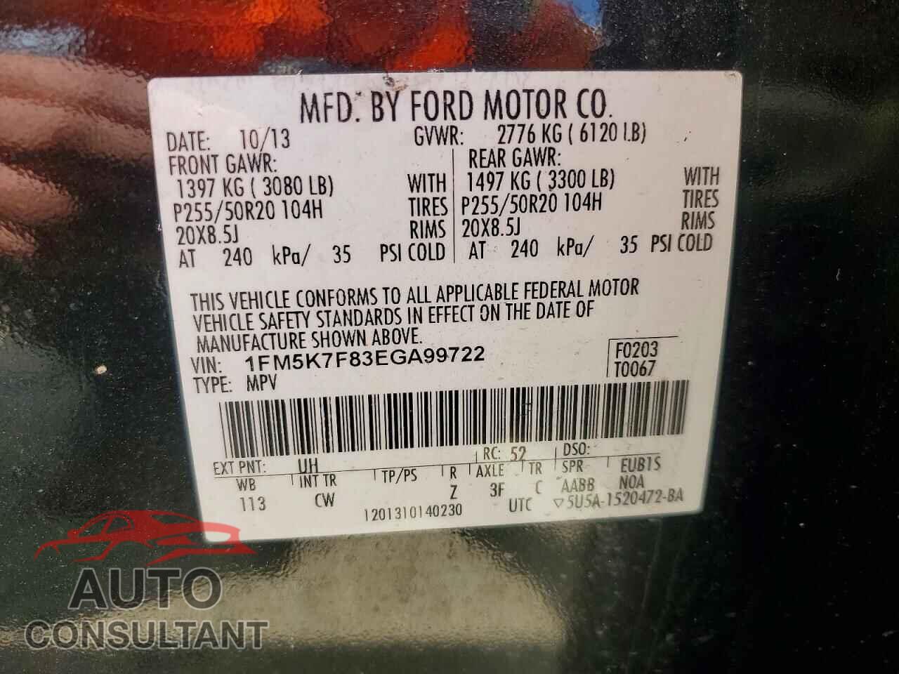 FORD EXPLORER 2014 - 1FM5K7F83EGA99722