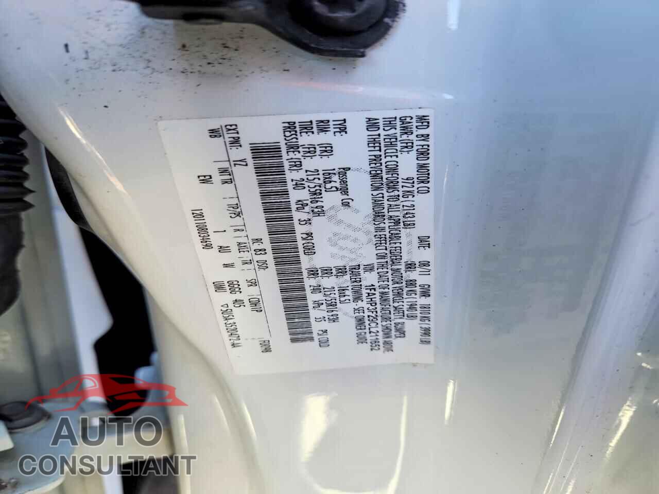 FORD FOCUS 2012 - 1FAHP3F29CL211652