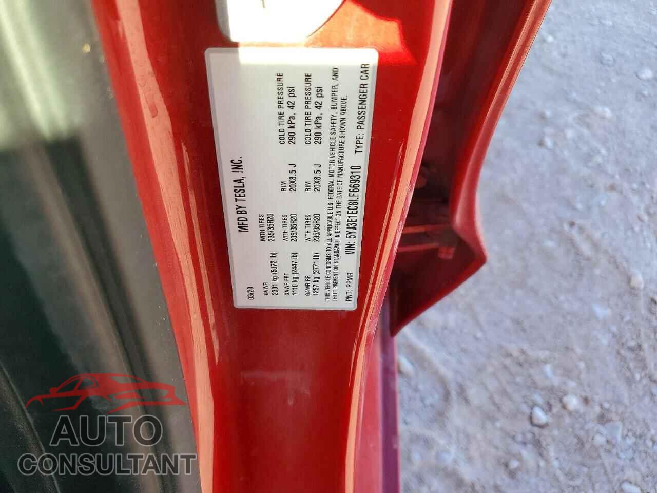 TESLA MODEL 3 2020 - 5YJ3E1EC8LF669310