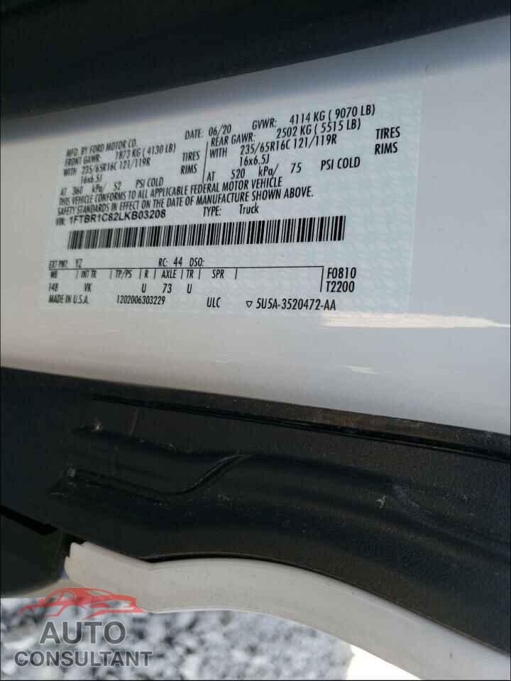 FORD TRANSIT CO 2020 - 1FTBR1C82LKB03208