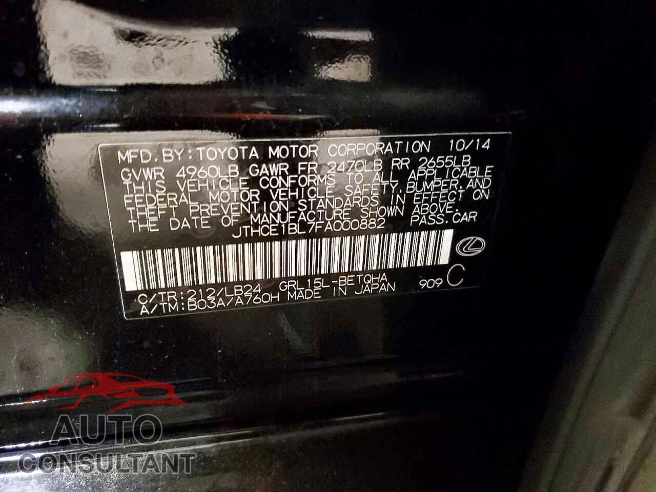 LEXUS GS 2015 - JTHCE1BL7FA000882