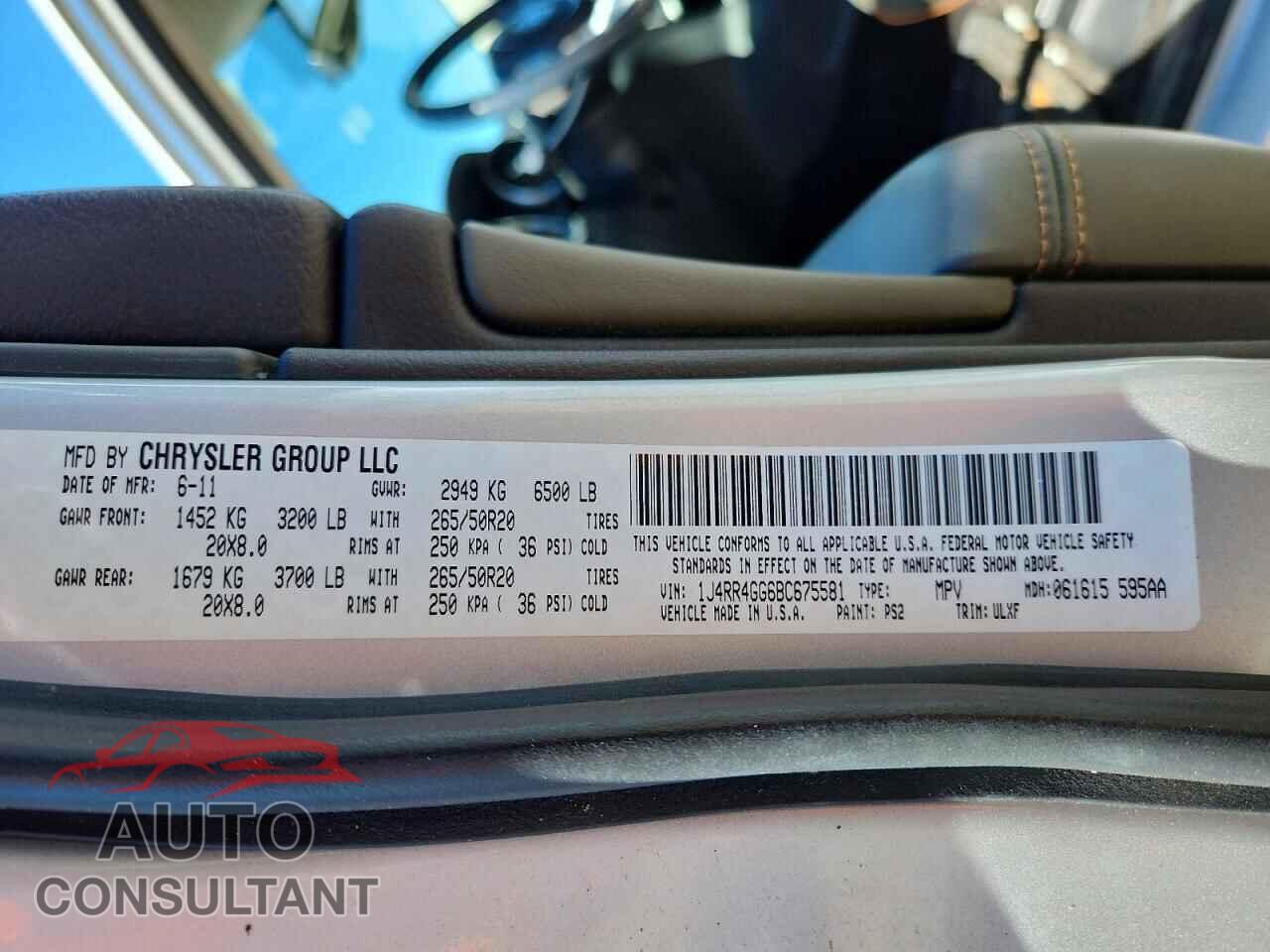 JEEP CHEROKEE 2011 - 1J4RR4GG6BC675581