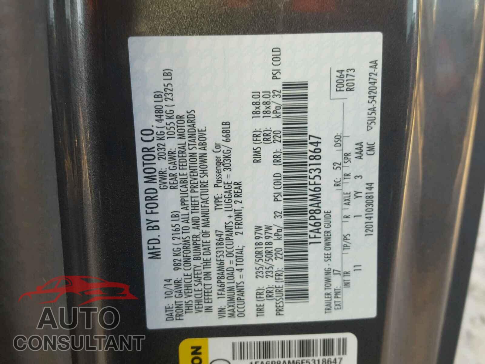 FORD MUSTANG 2015 - 1FA6P8AM6F5318647