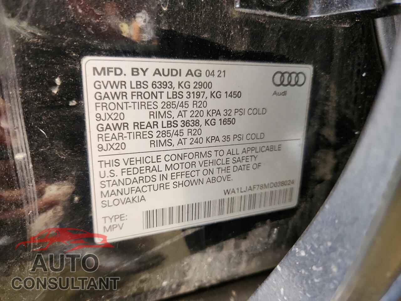 AUDI Q7 2021 - WA1LJAF78MD038024