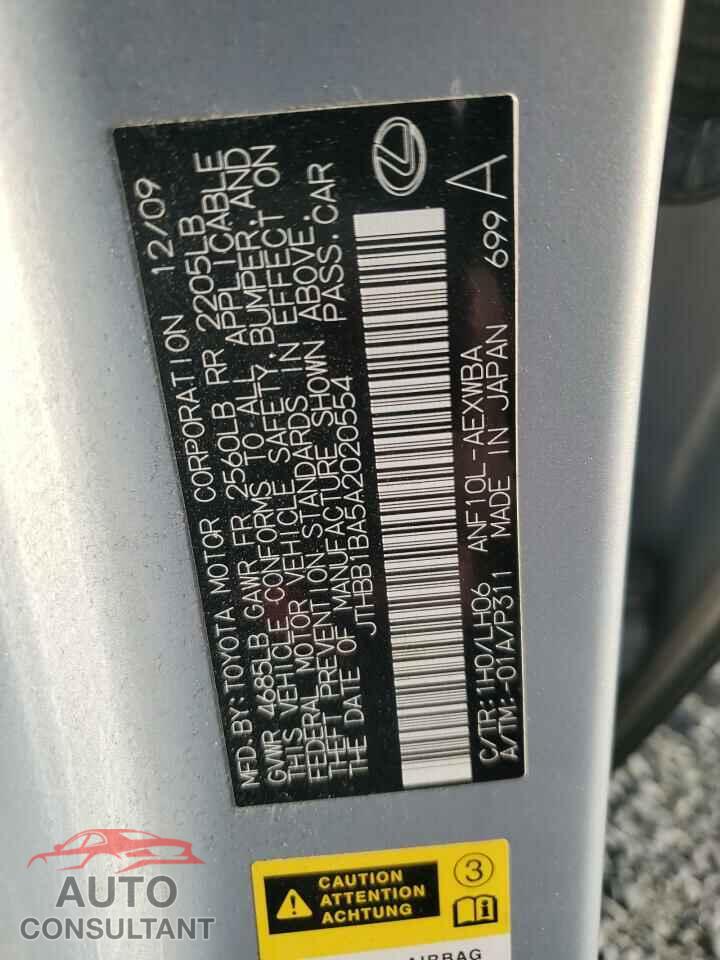 LEXUS HS 2010 - JTHBB1BA5A2020554