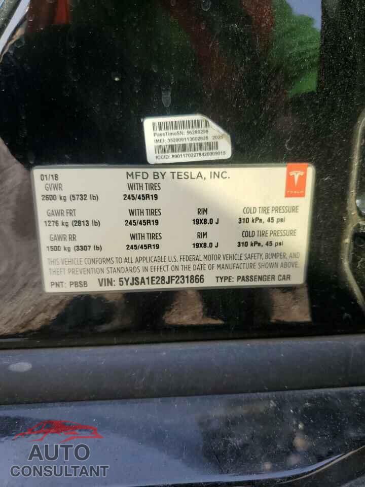 TESLA MODEL S 2018 - 5YJSA1E28JF231866