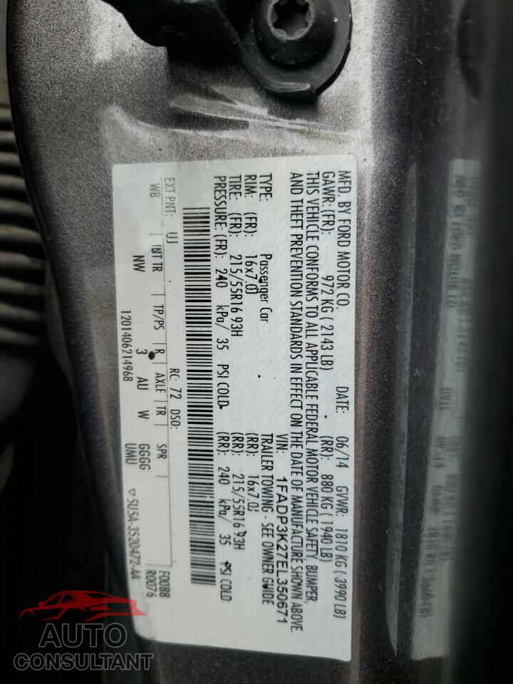 FORD FOCUS 2014 - 1FADP3K27EL350671