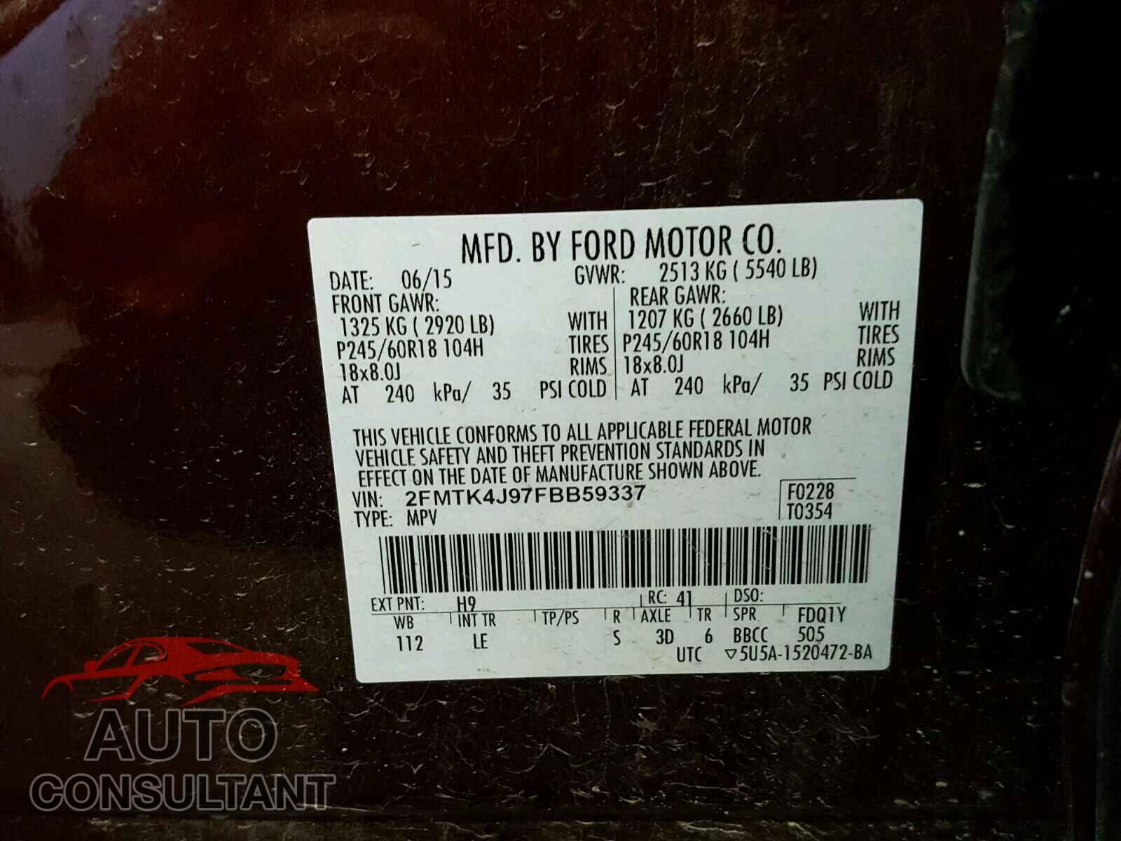 FORD EDGE SEL 2015 - 2FMTK4J97FBB59337