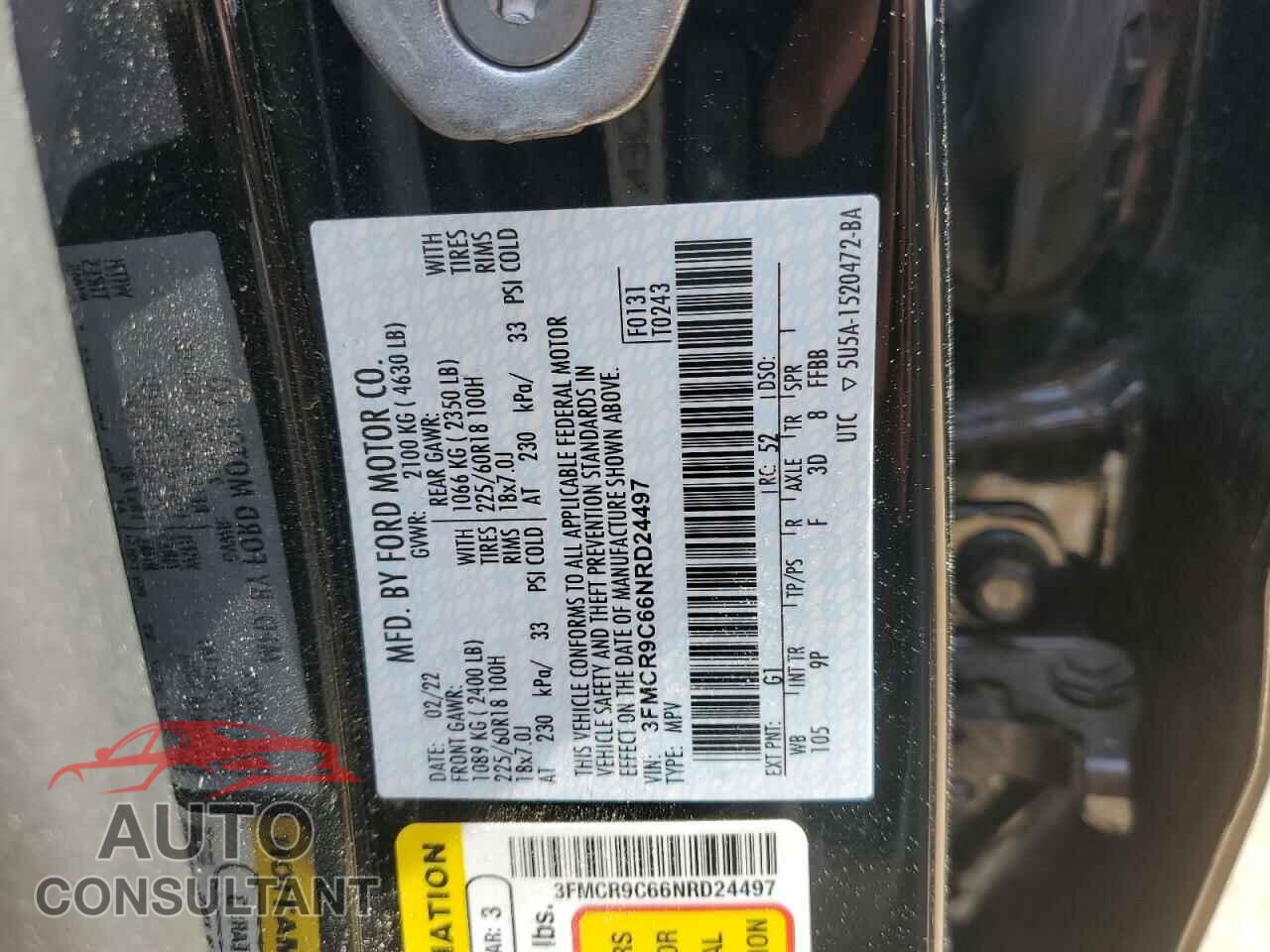FORD BRONCO 2022 - 3FMCR9C66NRD24497