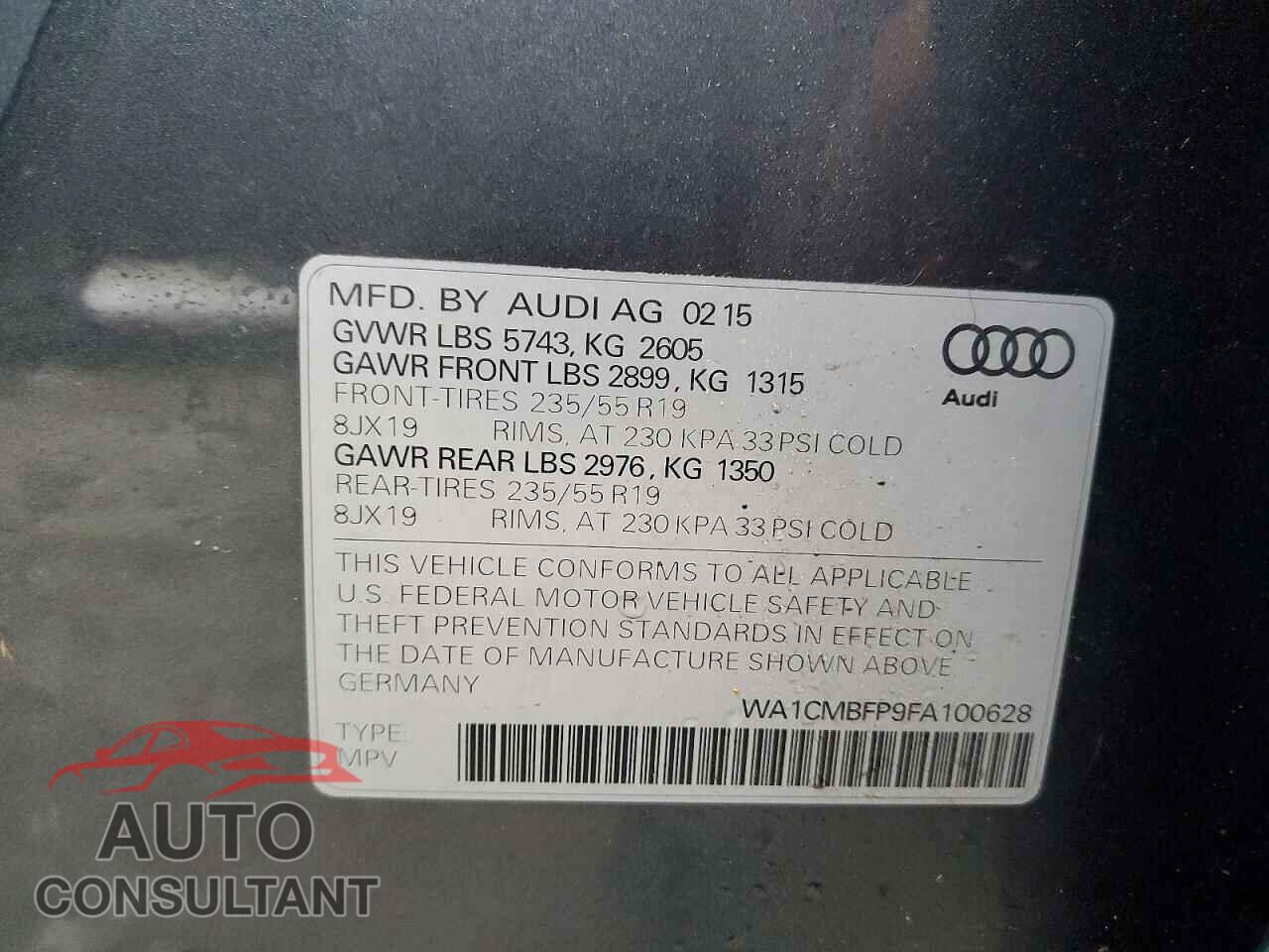 AUDI Q5 2015 - WA1CMBFP9FA100628