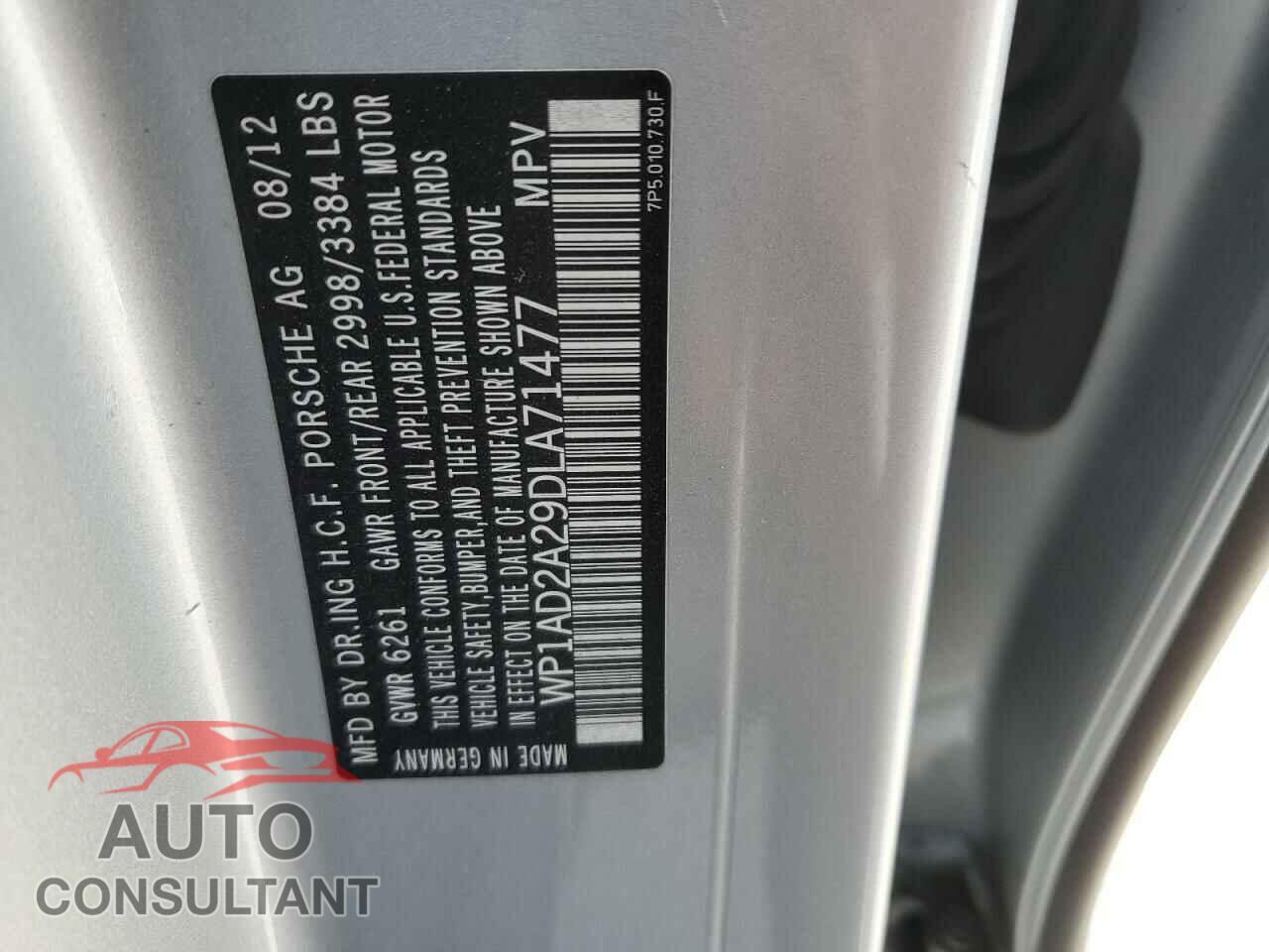 PORSCHE CAYENNE 2013 - WP1AD2A29DLA71477