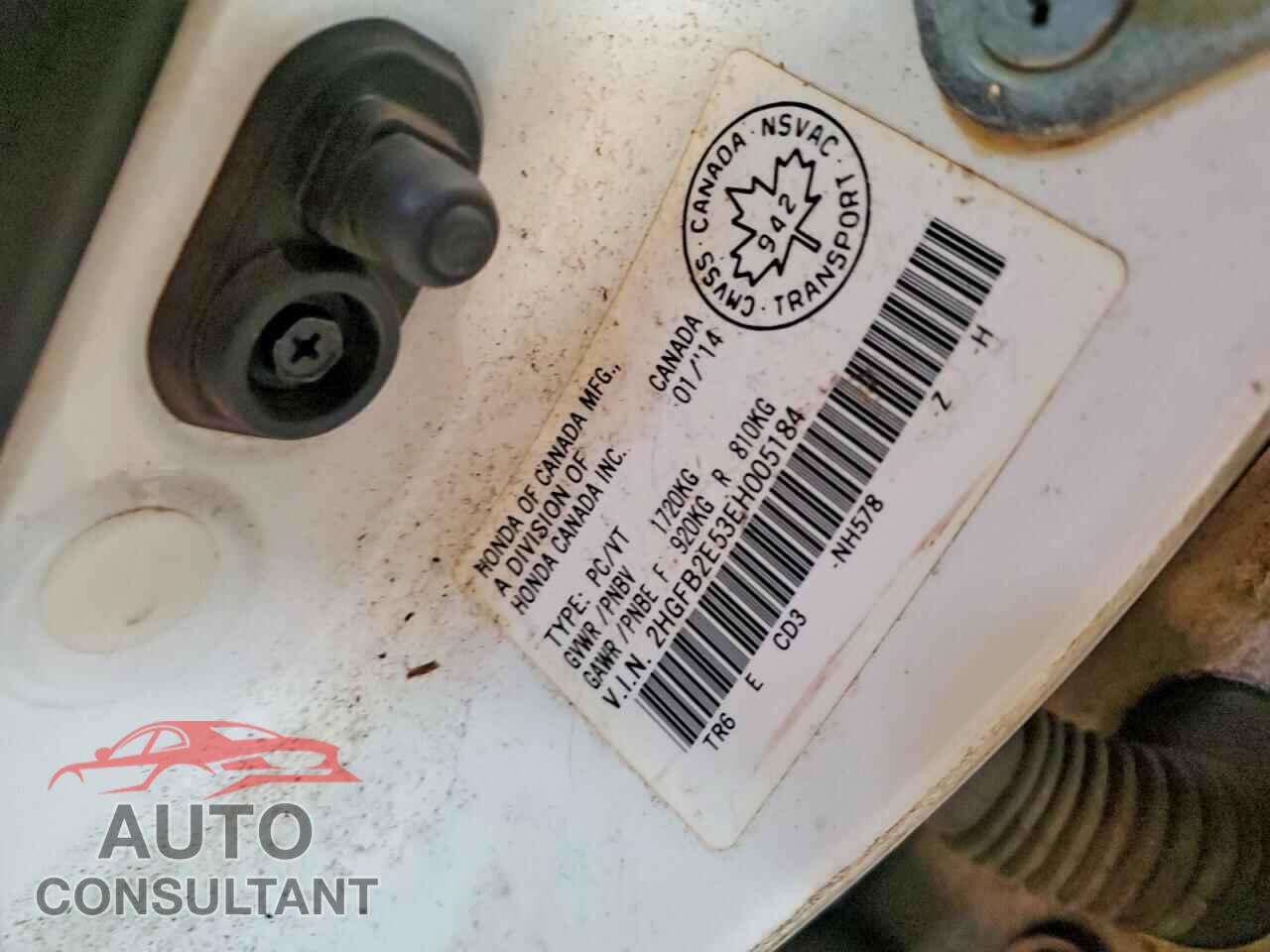 HONDA CIVIC 2014 - 2HGFB2E53EH005184