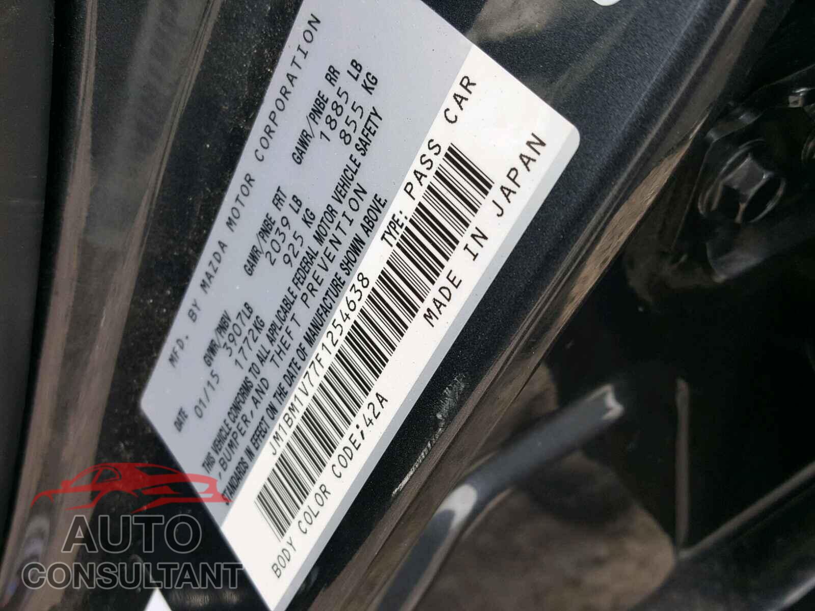 MAZDA 3 2015 - JM1BM1V77F1254638