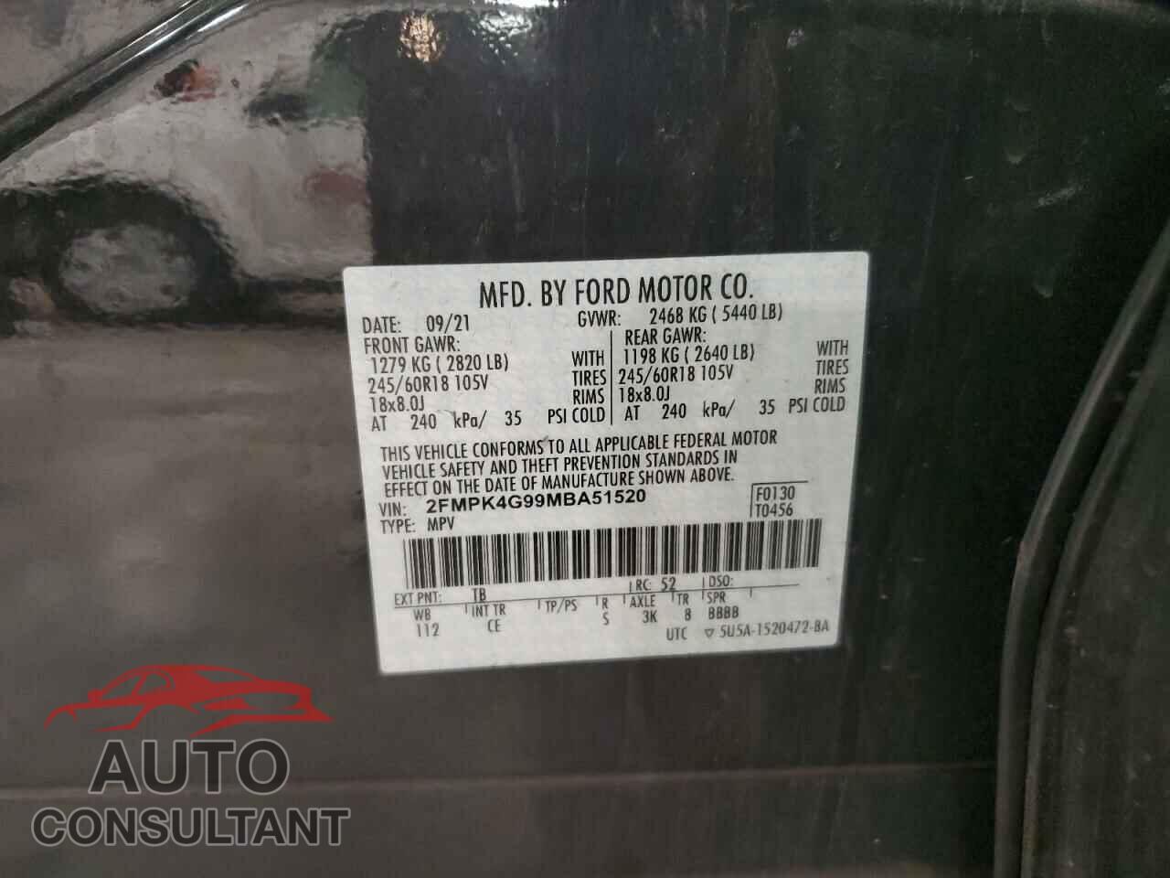 FORD EDGE 2021 - 2FMPK4G99MBA51520